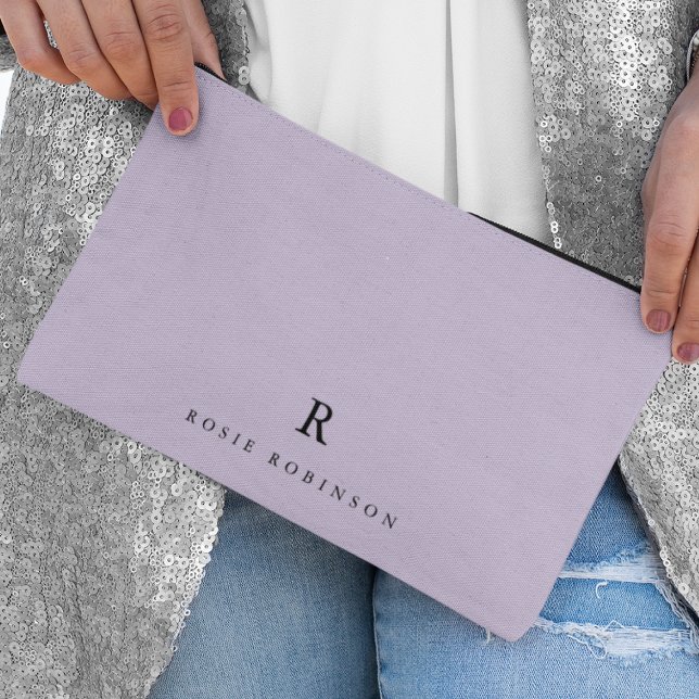 Elegant Sophisticated Classic Monogram Lilac Accessory Pouch (Creator Uploaded)