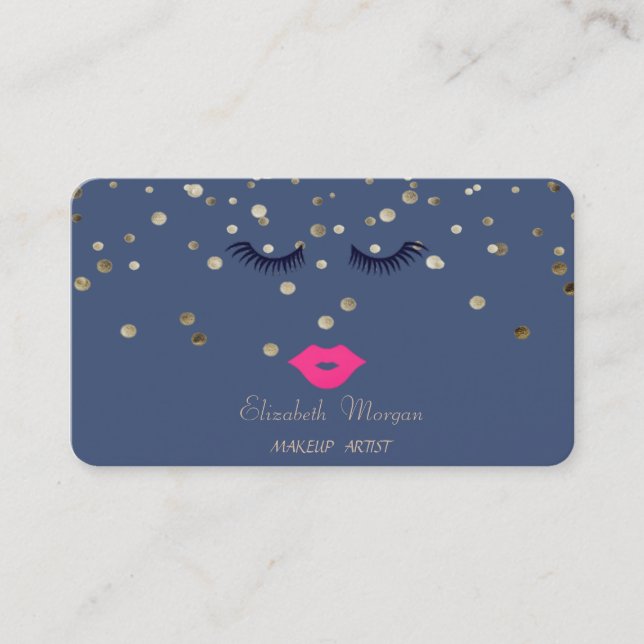 Elegant Sophisticated ,Confetti,Lips,Lashes Business Card (Front)