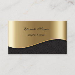 Elegant Sophisticated Faux Gold,Black Damask Business Card