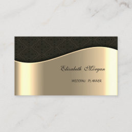 Elegant Sophisticated Faux Gold,Black Damask Business Card