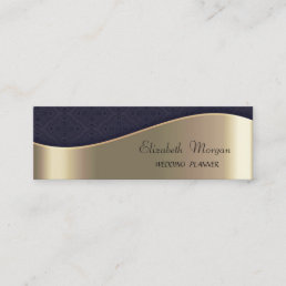 Elegant Sophisticated Faux Gold,Black Damask Mini Business Card
