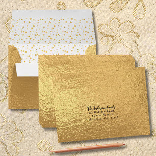 Elegant Sophisticated Faux Gold Foil Confetti RSVP Envelope