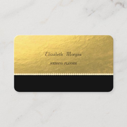Elegant SophisticatedFaux GoldPearlsBlack Business Card