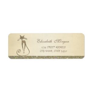 Elegant Sophisticated Glamorous ,Cat Address Label