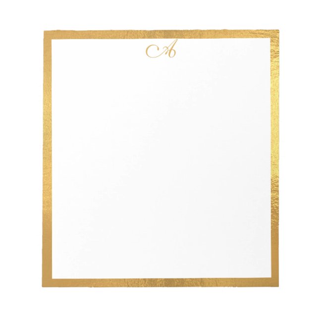 Elegant Sophisticated Gold Monogram Notepad (Front)