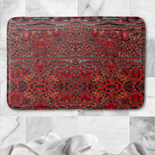 elegant sophisticated gold ruby red burgundy bath mat