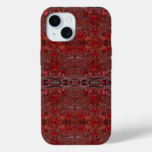 elegant sophisticated gold ruby red burgundy  iPhone 15 case