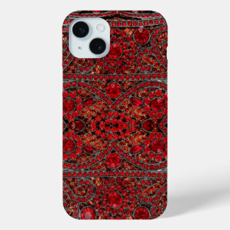 elegant sophisticated gold ruby red burgundy iPhone 15 plus case