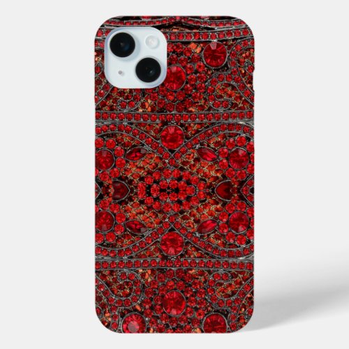 elegant sophisticated gold ruby red burgundy  iPhone 15 plus case