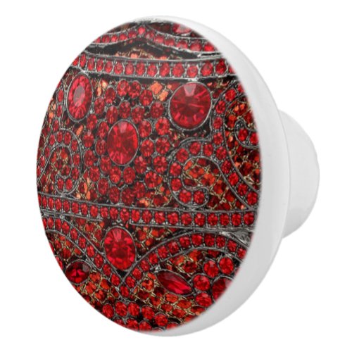 elegant sophisticated gold ruby red burgundy  ceramic knob