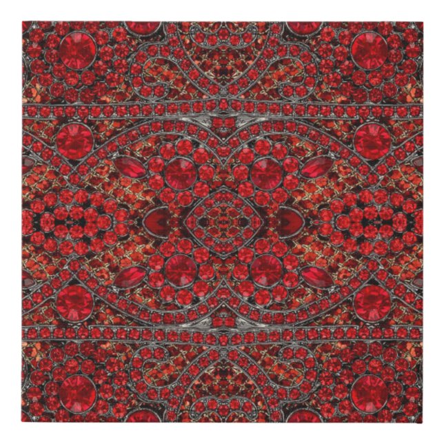 elegant sophisticated gold ruby red burgundy  faux canvas print (Front)