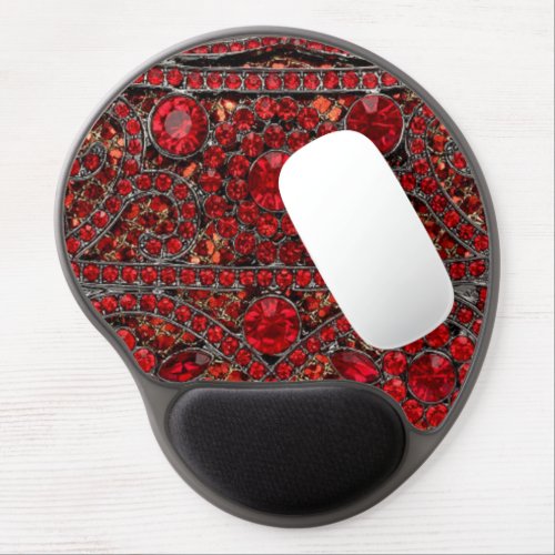 elegant sophisticated gold ruby red burgundy  gel mouse pad