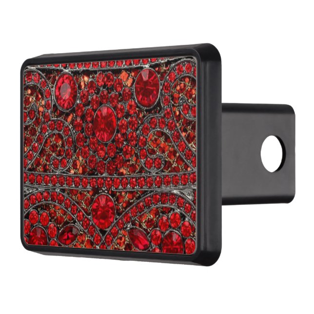 elegant sophisticated gold ruby red burgundy  hitch cover (Left)