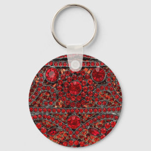 elegant sophisticated gold ruby red burgundy  keychain