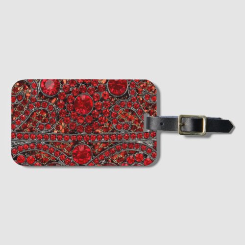 elegant sophisticated gold ruby red burgundy  luggage tag