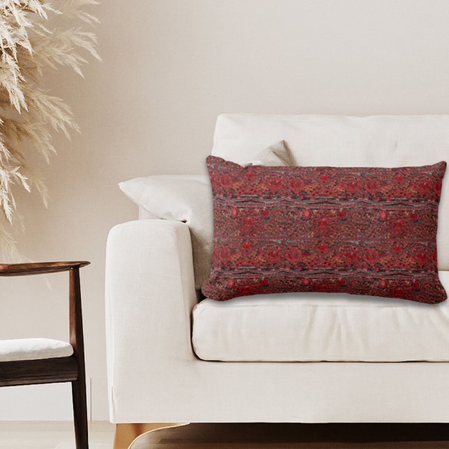 elegant sophisticated gold ruby red burgundy  lumbar pillow (elegant sophisticated gold ruby red burgundy lumbar pillow)