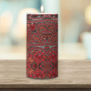 elegant sophisticated gold ruby red burgundy  pillar candle