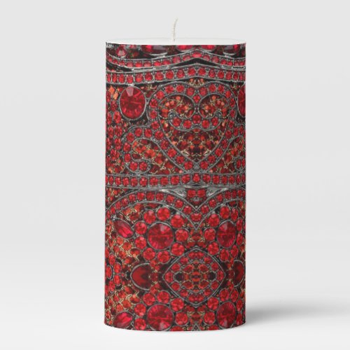 elegant sophisticated gold ruby red burgundy  pillar candle