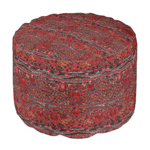 elegant sophisticated gold ruby red burgundy pouf
