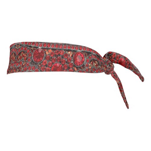 elegant sophisticated gold ruby red burgundy  tie headband