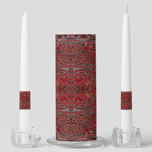 elegant sophisticated gold ruby red burgundy  unity candle set
