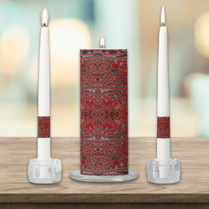 elegant sophisticated gold ruby red burgundy  unity candle set