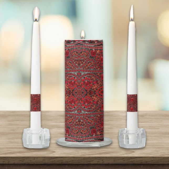 elegant sophisticated gold ruby red burgundy  unity candle set (elegant sophisticated gold ruby red burgundy unity candle set)