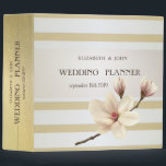 Elegant Sophisticated GoldStripes Magnolia Wedding 3 Ring Binder<br><div class="desc">Elegant chic floral wedding planner.</div>