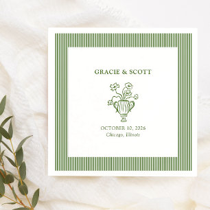 Elegant Sophisticated Green Custom Wedding Napkins