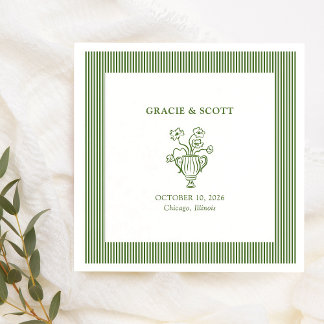Elegant Sophisticated Green Custom Wedding Napkins