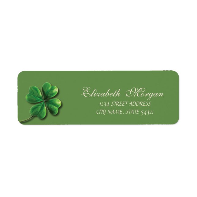 Elegant Sophisticated Green Shamrock Address Label (Front)