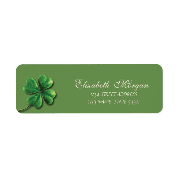 Elegant Sophisticated Green Shamrock Address Label Zazzle