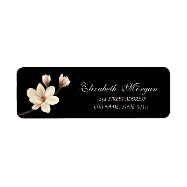 Elegant Sophisticated Magnolia  Address Label (Front)
