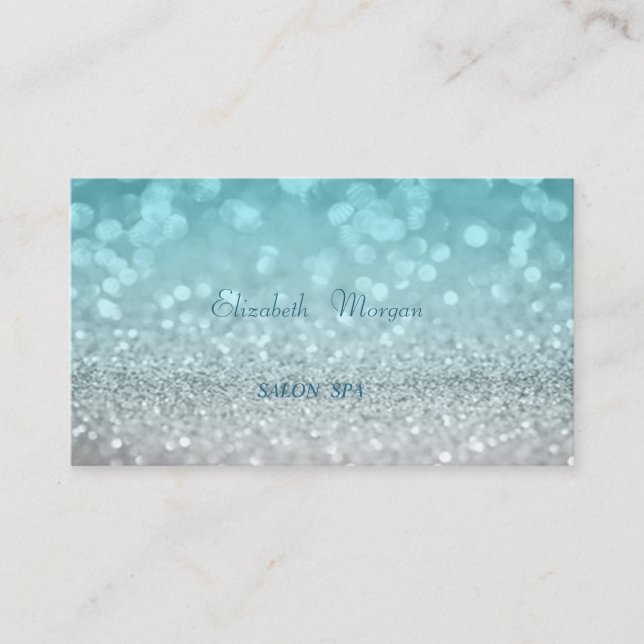 Elegant Sophisticated Modern Blue  Glitter Bokeh Business Card (Front)
