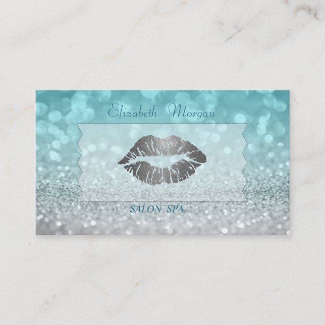 Elegant Sophisticated Modern Glittery Bokeh Lips Business Card (Front)