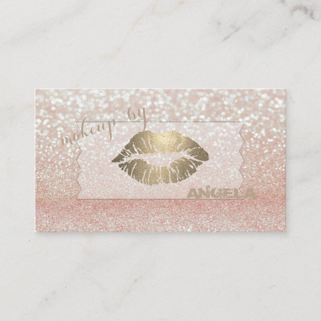 Elegant Sophisticated Modern Glittery Bokeh,Lips Business Card (Front)