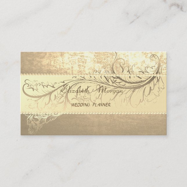 Elegant Sophisticated Modern Gold ,Pearls Business Card (Front)