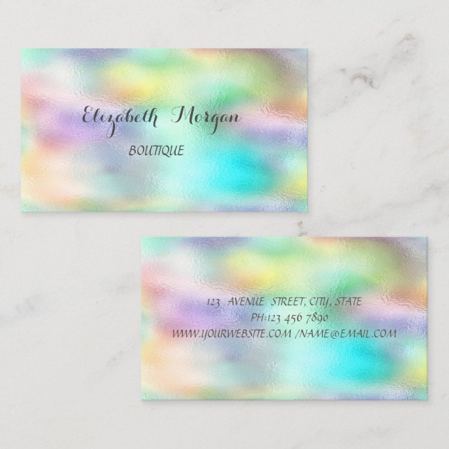 Elegant Sophisticated Modern Holographic Business Card (Front/Back)