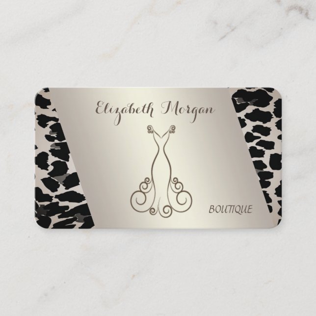 Elegant Sophisticated Modern,Leopard Print,Dress Business Card (Front)