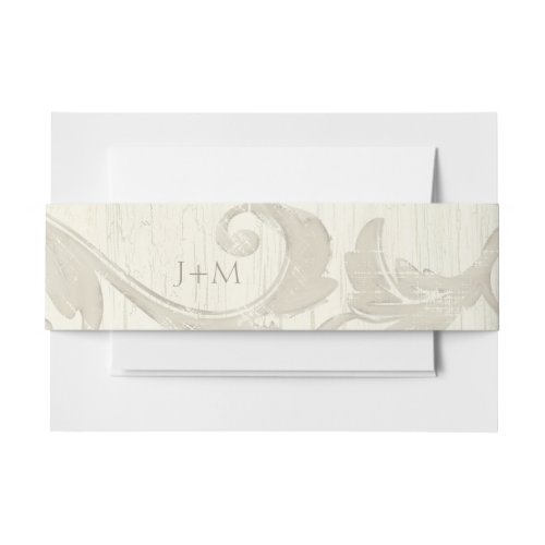 Elegant Sophisticated Monogram Wood Wooden Wedding Invitation Belly Band