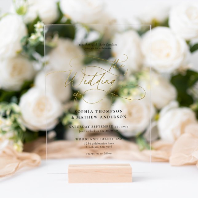 Elegant Sophisticated Script Script Wedding Acrylic Invitations (Creator Uploaded)