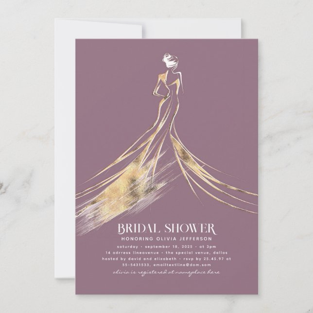 Elegant Sophisticated Soft Mauve Bridal Shower Invitation (Front)