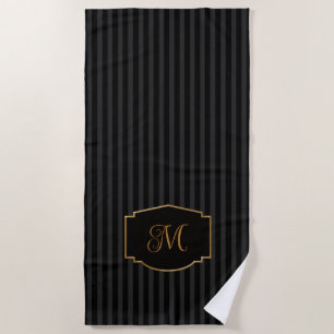 Elegant, Sophisticated Striped Monogram Beach Towel