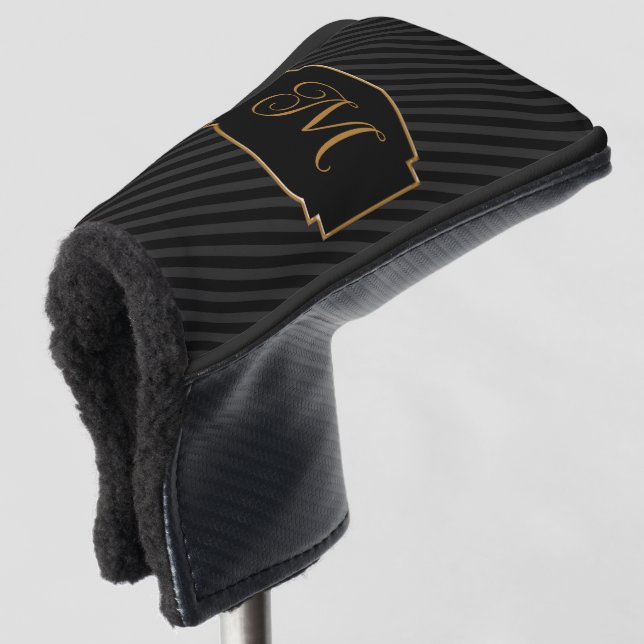 Elegant, Sophisticated Striped Monogram Golf Head Cover (3/4 Front)