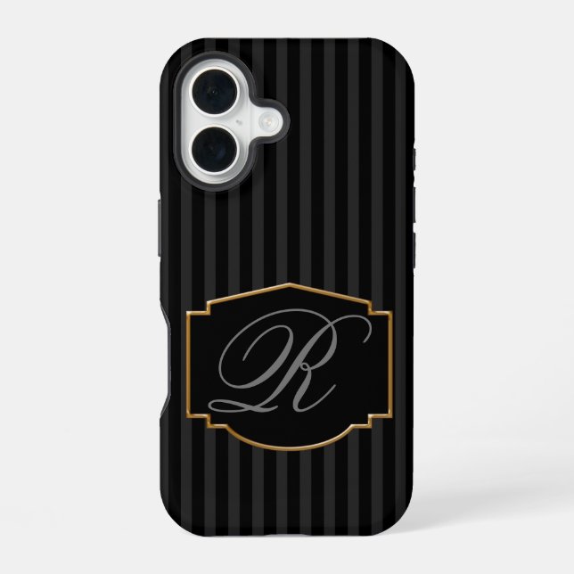 Elegant, Sophisticated Striped Monogram iPhone Case (Back)