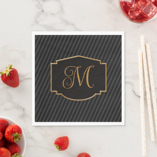Elegant, Sophisticated Striped Monogram  Napkins