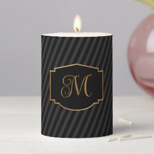 Elegant, Sophisticated Striped Monogram  Pillar Candle