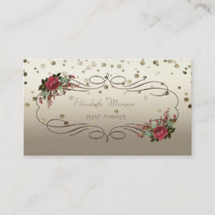 Elegant Sophisticated ,Vintage,Flowers,Confetti Business Card