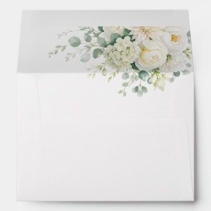 Elegant Sophysticated Ivory Floral Wedding Envelope