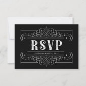 Elegant South Western Black and White RSVP Card (Front)